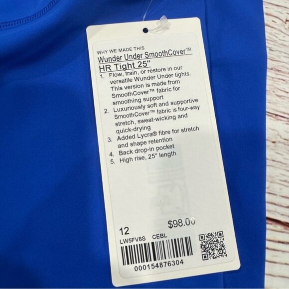 NWT Lululemon Wunder Under SmoothCover Tight 25" in Cerulean Blue Sz 12 - Picture 5 of 10